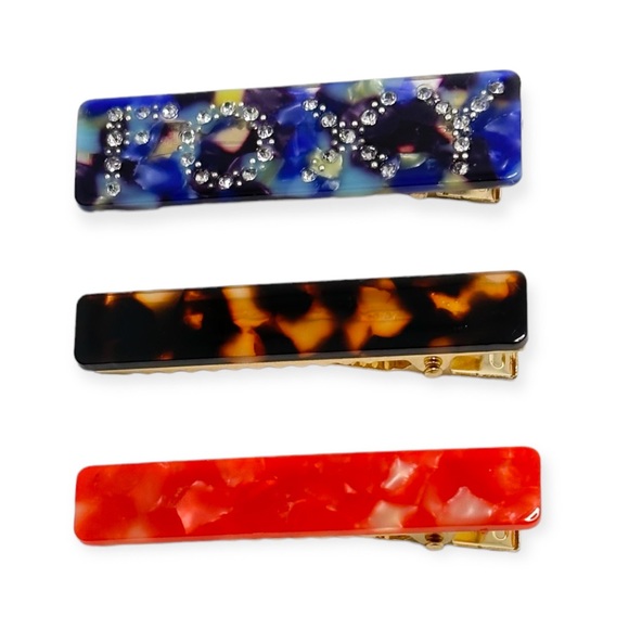 Nordstrom Berry Set Of 3 Multi Color Hair Clips - Picture 4 of 4